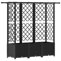 vidaXL Hochbeet mit Rankgitter und Dach 163,5 x 40 x 138 cm Schwarz