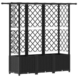 vidaXL Hochbeet mit Rankgitter und Dach 163,5 x 40 x 138 cm Schwarz