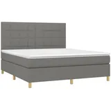 vidaXL Boxspringbett mit Matratze & LED Dunkelgrau 180x200 cm Stoff