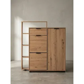 KADIMA DESIGN Schuhkipper Eiche-Dekor 98 x 110 x 30 cm geschlossen mit Schublade braun