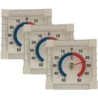 3x Fensterthermometer selbstklebend ca. 7,5x7,5cm, Außenthermometer, Thermometer