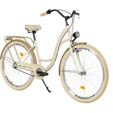 Milord Komfort Fahrrad Citybike Damenfahrrad, 26 Zoll, Creme-Braun, 3 Gang Shimano - Beige/Braun