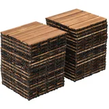 36 Stück Ineinandergreifende Terrassendeckfliesen, Holzfliese 30x30cm, Holzfliesen PE Boden DIY, Balkonbelag Massivholz, Rutschfest, Ideal für Terrasse, Badezimmer