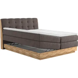 Home Affaire Boxspringbett HOME AFFAIRE "Naome", braun (mud), B:181cm L:217cm, 100% Polyester, Komplettbetten, Boxspringbett, Boxspringbett, Inklusive Topper