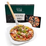 DOLCE MARE Pizzaschieber - Aluminium Pizzaschaufel mit robustem Bambusholzgriff für angenehme Handhabung - Pizza Paddle entwickelt für empfindlichen Pizzaboden - Pizzaheber