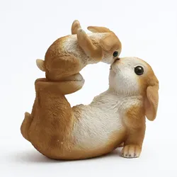Spielende Hasen Osterhase liegend Frühlingsdeko Ostern Polyresin braun