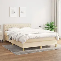 vidaXL Boxspringbett mit Matratze Creme 140x200 cm Stoff - Creme