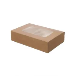 Blanc HYGIENIC Kartonverpackungen Snackboxen mit Sichtfenster, 330 Stück, 16 x 10 x 5 cm, natur, To Go, Größe 1