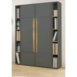 furn.design Aktenschrank Set Center in grau matt und Wotan Eiche Büro Schrank 5 OH 20 Fächer, Rechteckig, 140x200x40 cm