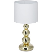 Relaxdays Relaxdays, weiß, runder Lampenschirm, originelles Design, E27, Nachttischlampe, HxD: 50 x 25 cm, Tischlampe Kugeln Gold