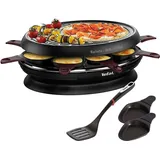 Tefal Elektrischer Raclette, Grill und Crepes maker 3in1 1050W + Ingenio Pfannenwender|8 Pfännchen, Verstaubar im Gerät|bis 8 Personen|Antihaft beschichtet|spülmaschinengeeignet|Thermo Spot, Schwarz