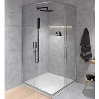 KOLMAN Komplettdusche VIDAR Weiß & Duschkabine Quadratisch HELA Chrom 80x80 190 cm, BxT: 80x80 cm, Transparentes Glas 80 cm x 80 cm