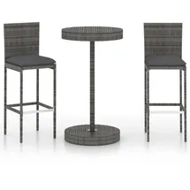 vidaXL Polyrattan Garten-Essgruppe 3-tlg. grau inkl. Kissen 3064765