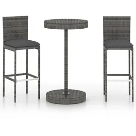 vidaXL Polyrattan Garten-Essgruppe 3-tlg. grau inkl. Kissen 3064765