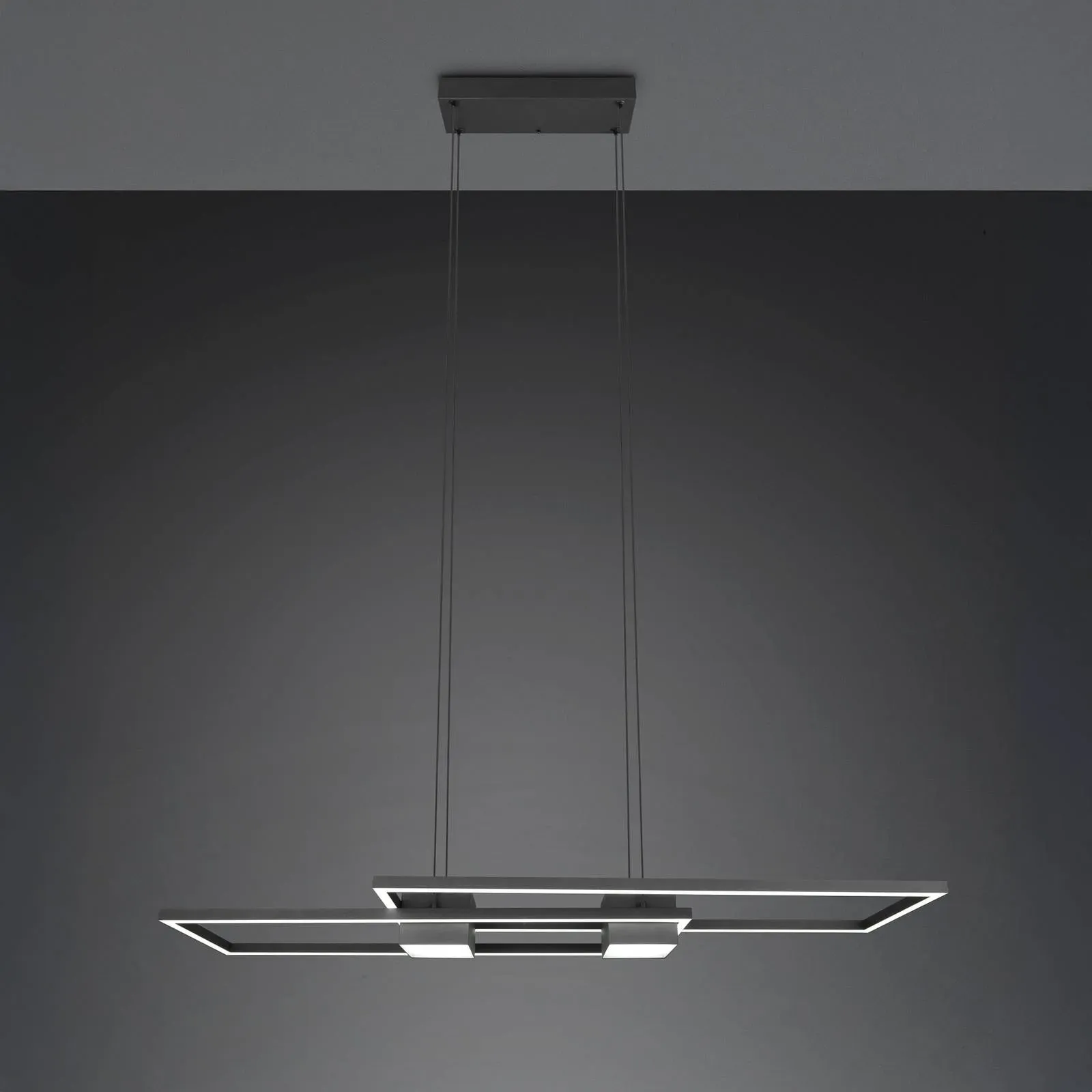 Trio Lighting Hängelampe Albany, dimmbar, schwarz, für Wohn- / Esszimmer, Aluminium, Modern - 100 cm - 28 cm - 8 cm