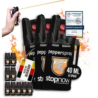 stopnow - 12er Set Pfefferspray & KO-Spray für Selbstverteidigung & Hunde-Abwehr - Pepper Jet-Sprüh-Strahl - Abwehrspray klein - Tier-Abwehr-Spray & Verteidigungsspray für Unterwegs