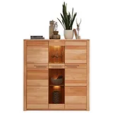 Innostyle Highboard Nature ONE Kernbuche Teil-massiv FSC-Zertifiziert - Moderner Wohnzimmerschrank mit viel Stauraum und LED-Beleuchtung - 127 x 137 x 40 cm (B/H/T)