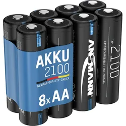 Akku Mignon AA, 2100 mAh 1,2V, 8 Stück, geringe Selbstentladung EINHEITSGRÖSSE