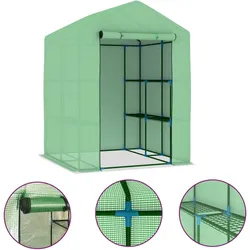 vidaXL Gewächshaus mit Regalen Stahl 143x143x195 cm