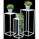 DanDiBo Ambiente DanDiBo Blumenhocker Metall Weiß Eckig Blumenständer Beistelltisch 96482 3er Set Blumensäule Modern Pflanzenständer Pflanzenhocker