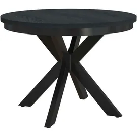 beautysofa Runder Tisch BILBAO Ø 100–180 cm ausziehbar, Metallbeine, Loft-Stil, Farbe: Schwarz/Schwarz - Schwarz