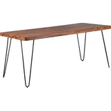 Esstisch BAGLI Massivholz Sheesham 180 cm Esszimmer-Tisch Holztisch Metallbeine Küchentisch Landhaus dunkel-braun - Braun