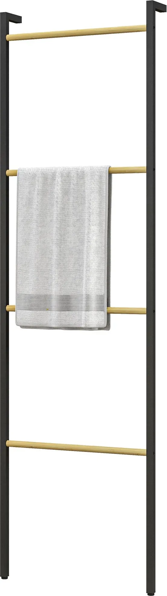 HOMCOM Handtuchleiter 49 x 167,5 cm Handtuchhalter mit 4 Stangen platzsparend für Badetücher Kleidung Decken Zeitungen aus Stahl Schwarz   Aosom.de