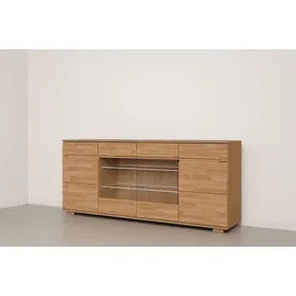 OTTO home Sideboard OTTO HOME "VETRO Teilmassiv, Fronten Massivholz, Wohnzimmer, Stauraum,Griffmulde", weiß, neutral, B:199cm H:85cm T:40cm, Sideboards, Sideboard, B/T/H:199/40/85cm, 2 Schubladen, 7Fächer