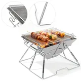 Jiubiaz Faltbarer Holzkohlegrill Grill Kompakter Grill 304 Edelstahl Tragbar Für Das Kochen Im Freien 31 X 31cm