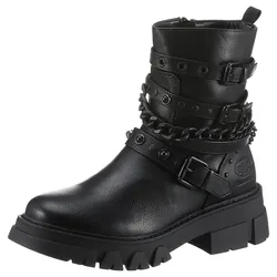 Bikerboots DOCKERS BY GERLI, Damen, Gr. 36, schwarz, Lederimitat, modisch, Schuhe, mit modischer Zierkette und Nieten