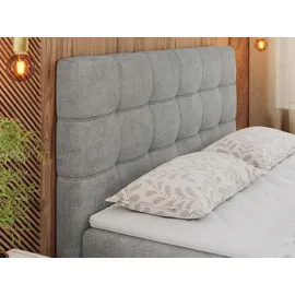 MKS Meble Boxspringbett mit Matratze, Bett mit Multipocket - Matratze und Topper Polsterbett mit Bettkasten und Kopfteil, ERNI ... - Hellgrau,