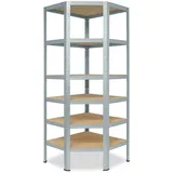 shelfplaza HOME 200x70x45 cm Eckregal in verzinkt mit 6 Böden und 145 kg Traglast pro Boden