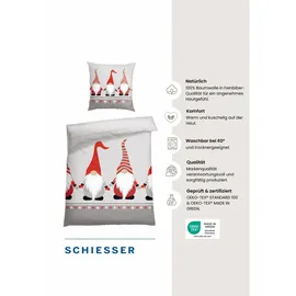 SCHIESSER Balduin Weihnachts-Wichtel Grau 135 x 200 cm + 80 x 80 cm