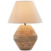 Loberon Tischlampe Landelin Mangoholz, Baumwolle, H/Ø ca. 56/40 cm,
