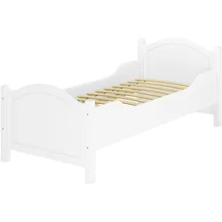 Erst-Holz Weißes Seniorenbett Massivholzbett 90x200 extra hoch mit Rollrost Matratze 60.40-09WFLM