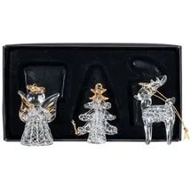 levandeo 3er Set Deko-Anhänger Engel Rentier Baum Glas Baumschmuck Deko Christbaumschmuck Weihnachtsdeko Baumhänger