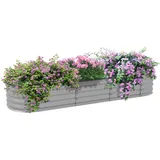 Outsunny Hochbeet Metall, Pflanzkasten, DIY Blumenkasten mit offenem Boden,