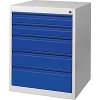 Nordwest Handel AG Schubladenschrank BK 600 H800xB600xT600mm grau/blau 5 Schubl.Einfachauszug