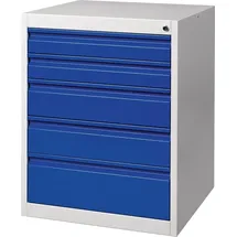 Nordwest Handel AG Schubladenschrank BK 600 H800xB600xT600mm grau/blau 5 Schubl.Einfachauszug
