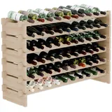 Lenmar RW-STK Weinregal aus Holz, 48-60 Flaschen Kapazität, 6 Ebenen, Farbe Beige, ideal für den Keller oder Wohnbereich, dekoratives Flaschenregal, Robustes Kellerregal für Weinflaschen (RW-STK-60)