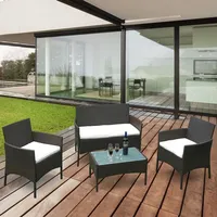 Jopassy Gartenmöbel Terrassen Garnitur Sitzgruppe Loungeset Polyrattan Gartensofa Couch braun - Braun