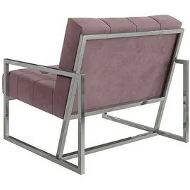 s-style möbel Loungesessel 84 x 81 x 89 cm Rosa/Silber mit Wellenunterfederung
