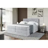 altdecor Boxspringbett mit Matratze und Lattenrost - AMAY -BZ KING - 160x200 cm - Grau Monolith 84 - Topper, Polsterbett mit Bettkasten, Bett mit S... - Hellgrau