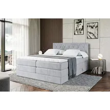 altdecor Boxspringbett mit Matratze und Lattenrost - AMAY -BZ KING - 160x200 cm - Grau Monolith 84 - Topper, Polsterbett mit Bettkasten, Bett mit S... - Hellgrau
