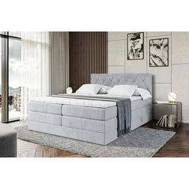 altdecor Boxspringbett mit Matratze und Lattenrost - AMAY -BZ KING - 160x200 cm - Grau Monolith 84 - Topper, Polsterbett mit Bettkasten, Bett mit S... - Hellgrau
