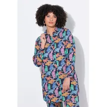 Angel Of Style by Happy Size Hemdbluse farbiges Tiger-Muster Blau 50