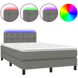 vidaXL Boxspringbett mit Matratze & LED Dunkelgrau 120x200 cm Stoff
