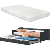 [en.casa] Sofabett Pederholm 90 x 200 cm Dunkelgrau