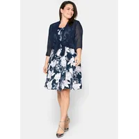 sheego Blusenjacke SHEEGO, Damen, Gr. 48/50, blau (marine), 100% Polyester, Jacken Blusenjacke