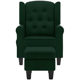 vidaXL Massagesessel mit Hocker Dunkelgrün Stoff